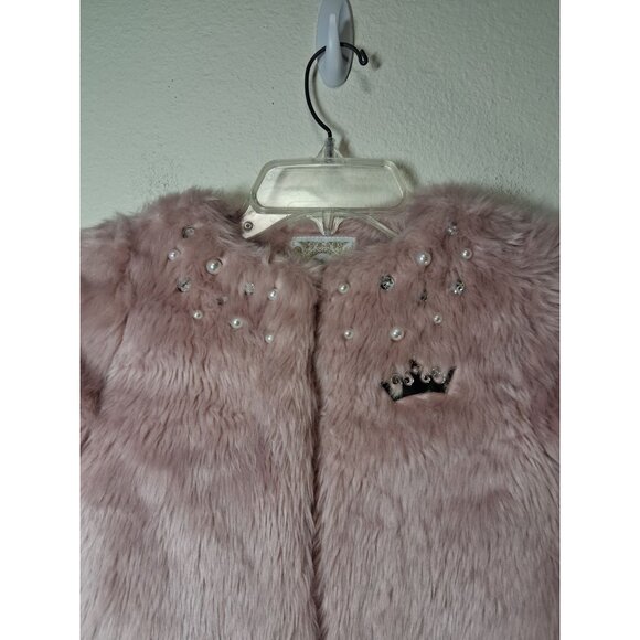 Disney Princess Faux Fur Winter Coat Pink Fancy Girls Size 3 - Picture 3 of 7